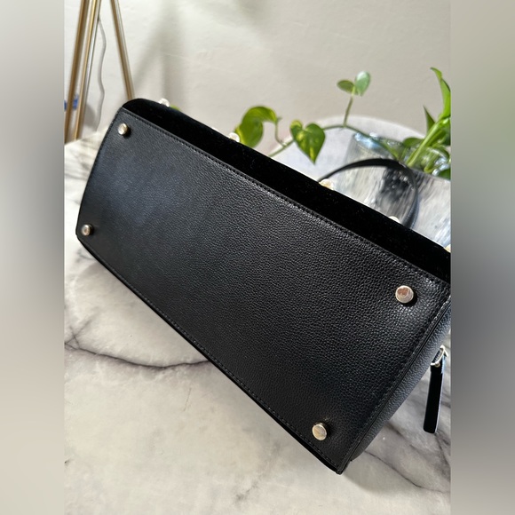 Kate spade LEATHER bowling bag tote with real pearls and crushed velvet - Picture 8 of 11